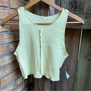 American Eagle Outfitters Light Yellow Knit Tank Top